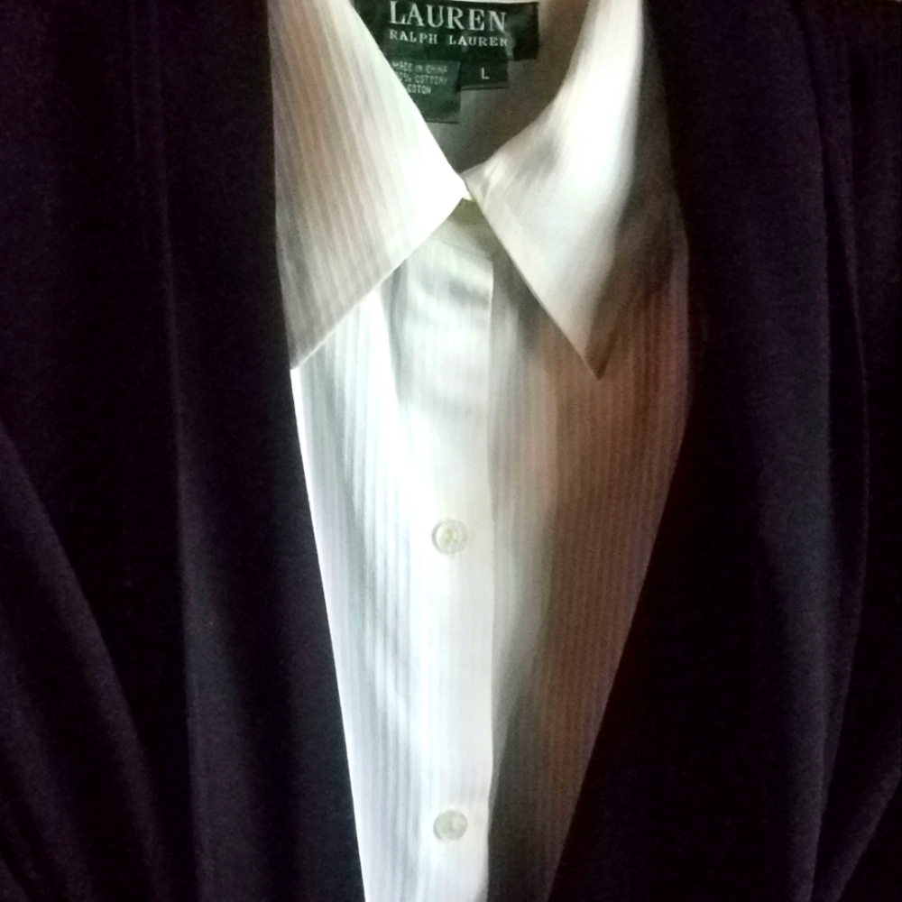 Ralph Lauren White Cotton Blouse w/ Ruffled Cuff